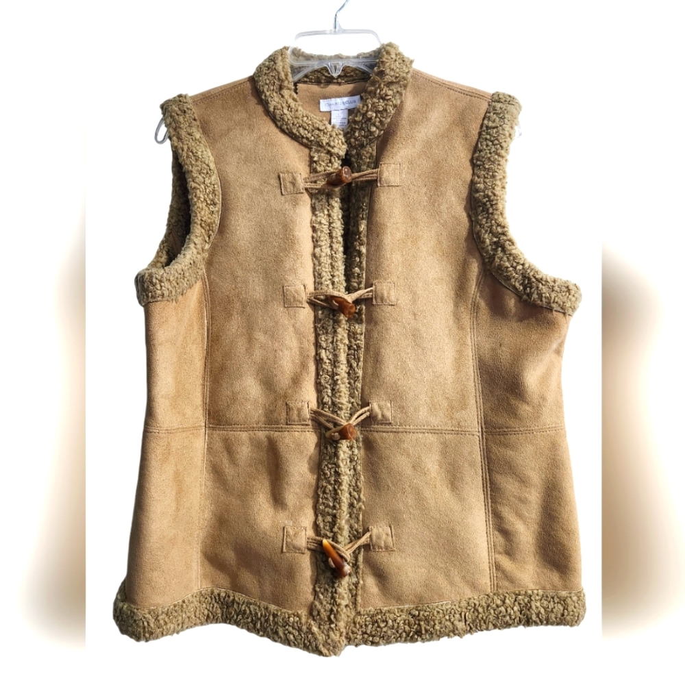 Charter Club Faux Suede Shearling lining vest Size L